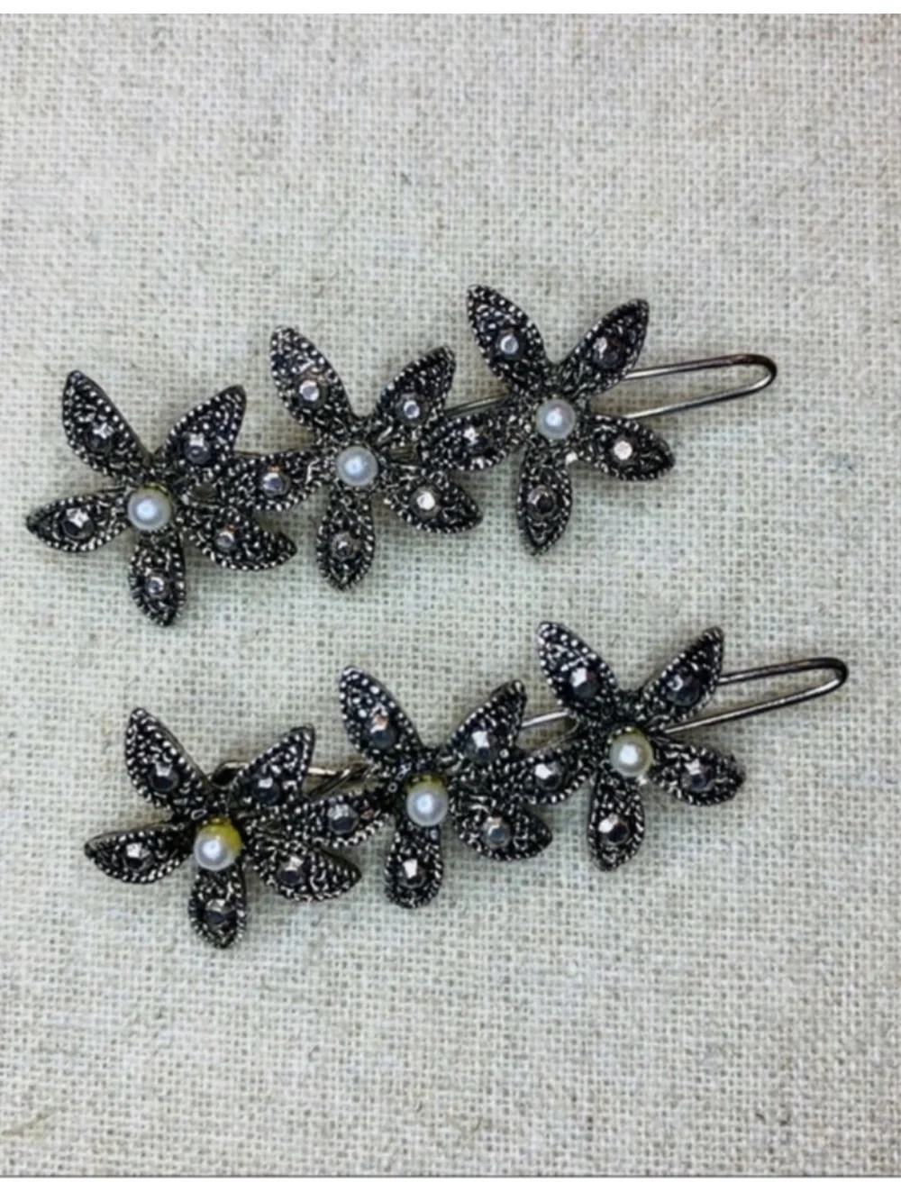 Lord & Taylor | Hair Barrettes | Marcasite & Pearl Harpins